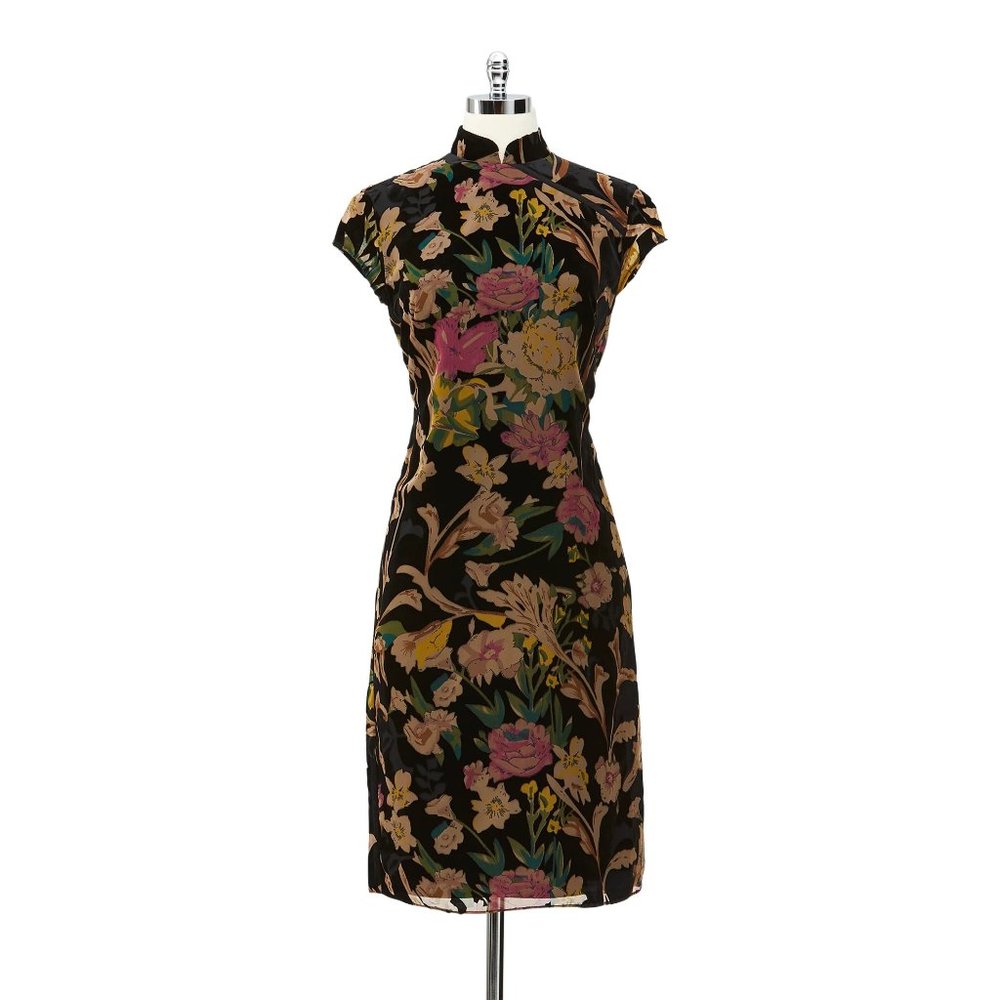 J. Peterman Velvet Qipao Dress Kimono style neck, Gorgeous. New. XL 14